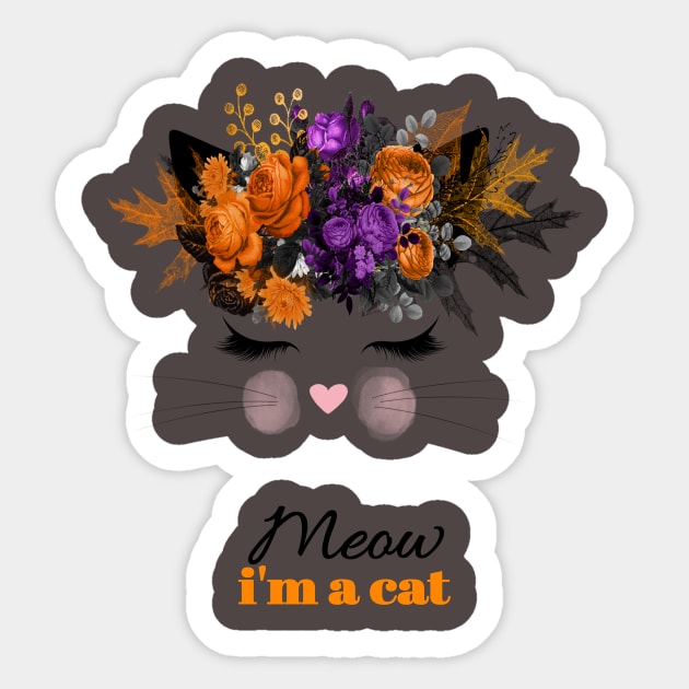 Halloween Cat Face Pretty Costume Meow I'm A Cat Funny Sticker by Kimmicsts